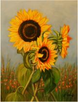 Sonnenblumen 2010 - l auf 360 g-Papier 42,5 58 cm 