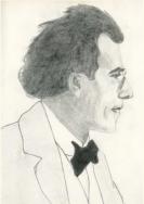 Gustav Mahler 1985 - Bleistiftskizze auf Papier 20,4 x 29 cm